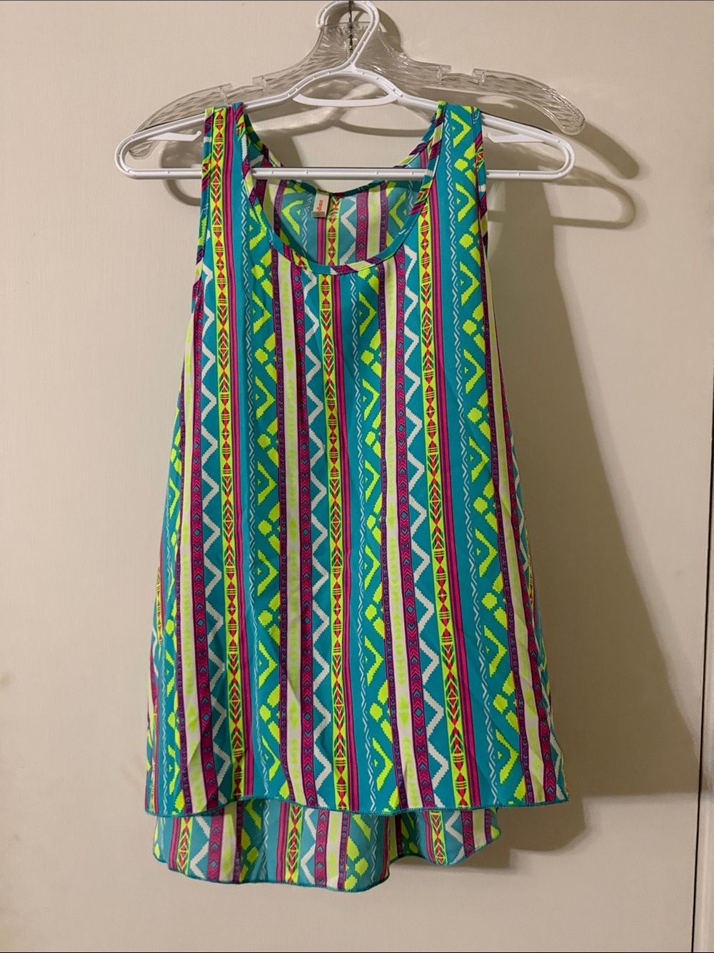 orange creek Teal, Lime & Fuchsia Striped Aztec Tank